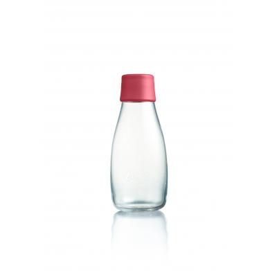 Image of Printed Retap glass water bottle 300ml with raspberry pink lid