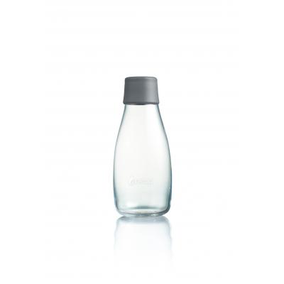 Image of Branded Retap glass water bottle 300ml with Grey lid