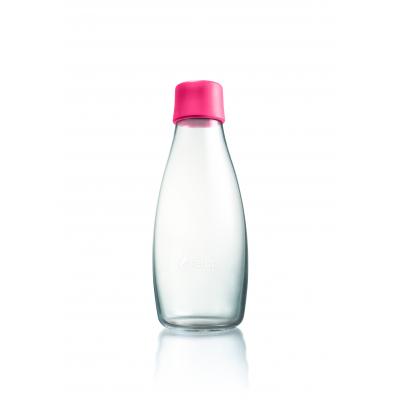 Image of Promotional Retap glass water bottle 500ml with Pink lid