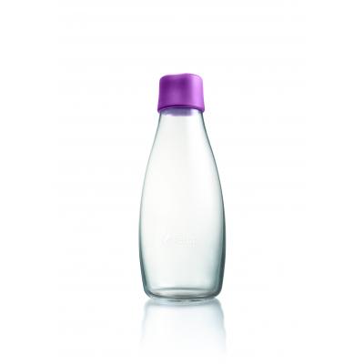 Image of Branded Retap glass water bottle 500ml with Purple lid