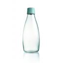 Image of Printed Retap glass water bottle 800ml with Mint Blue lid