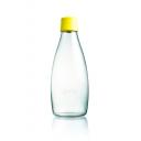 Image of Printed Retap glass water bottle 800ml with Yellow lid