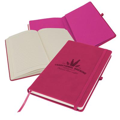 Image of Printed Primo A5 Notebook with Vegan Leather Cover, Raspberry Pink