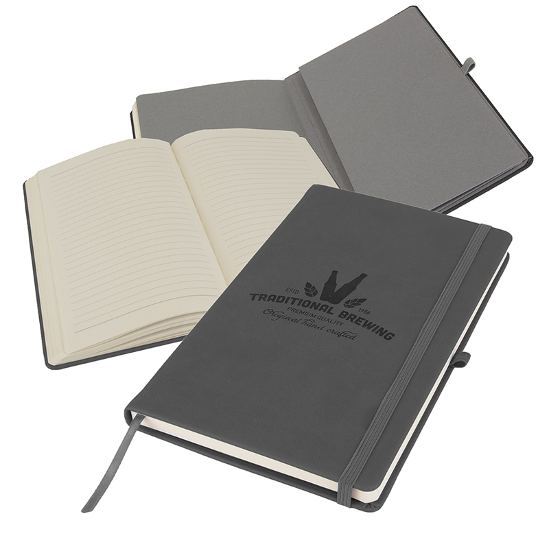 Image of Full Colour Printed Primo A5 Notebook with PU cover, Dark Grey