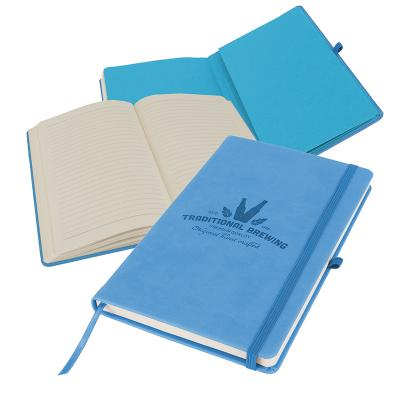 Image of Branded Primo A5 Notebook with Vegan Leather Cover, Blue