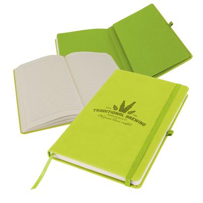 Image of Embossed Primo A5 Notebook with Vegan Leather cover, Lime Green