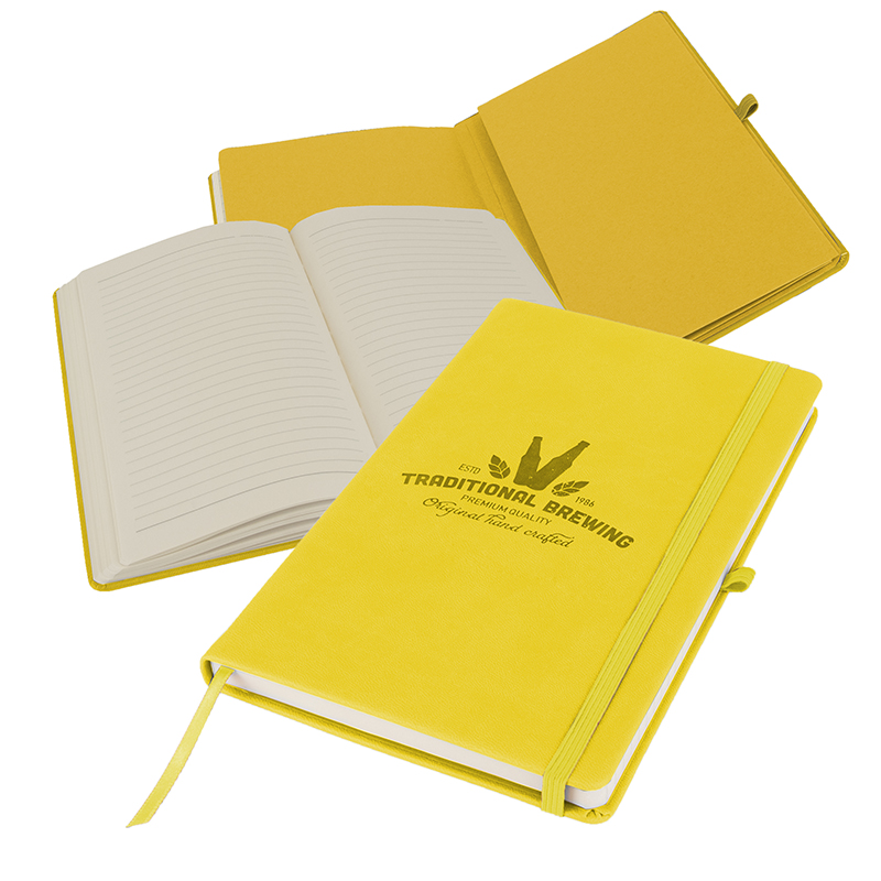 Image of Promotional Primo A5 Notebook with Vegan Leather cover, Lemon Yellow
