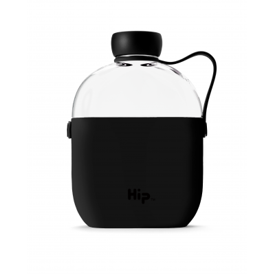 Image of Branded Hip Water Bottle, Promotional Flask Style Bottle, 650 ml Black.