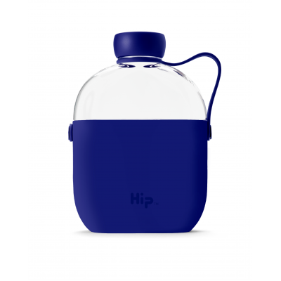 Image of Printed Hip Water Bottle, Promotional Flask Style Bottle, 650 ml Blue