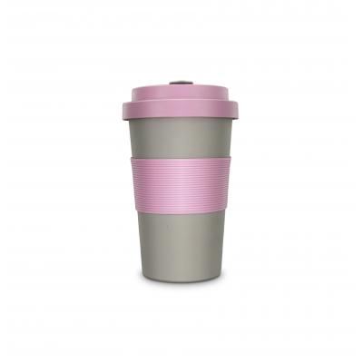 Image of Promotional BamBroo Reusable Bamboo Coffee Cup Dove Grey & Peony Pink