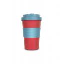 Image of Printed Bambroo Reusable Bamboo Coffee Cup Scarlet And Teal