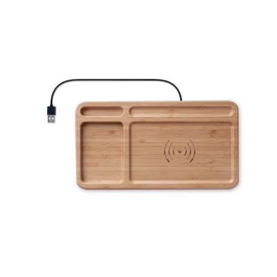 Image of Promotional Eco Bamboo Desk Tidy With Wireless Charger