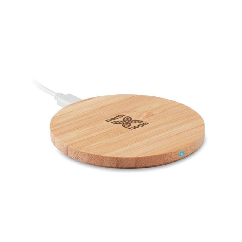 Image of Promotional Eco Bamboo Round Wireless Charger