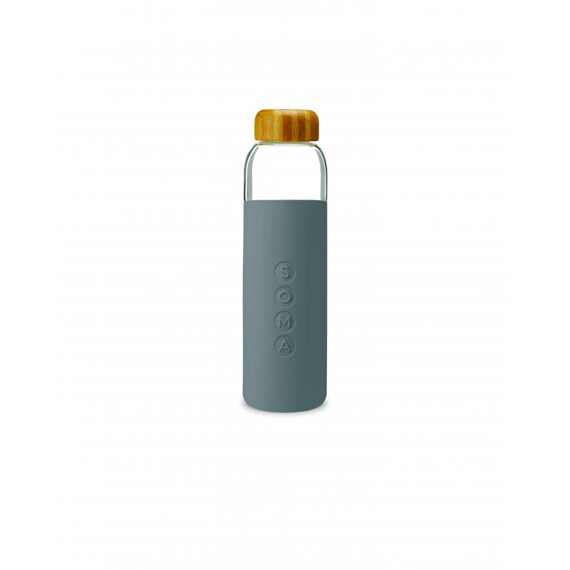 Image of Promotional Soma Glass Water Bottle With Bamboo Lid Grey