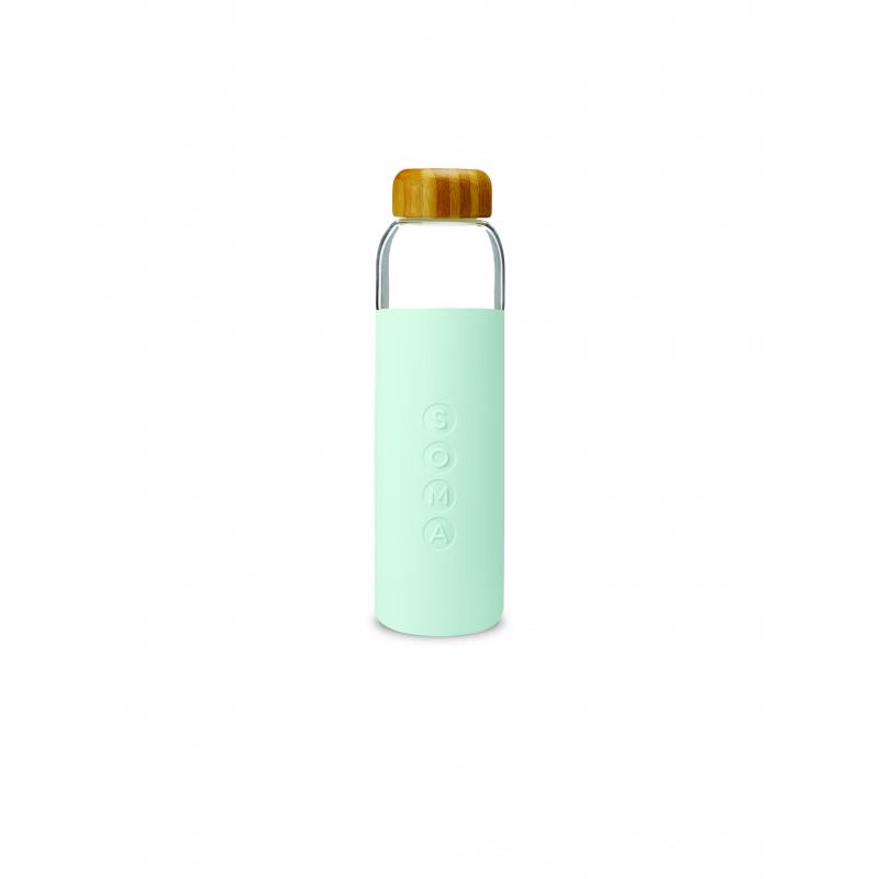 Image of Branded Soma Glass Water Bottle With Bamboo Lid Mint Green