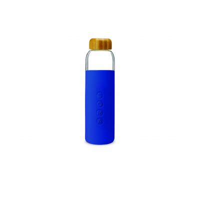 Image of Printed Soma Glass Bottle With Bamboo Lid Sapphire Blue