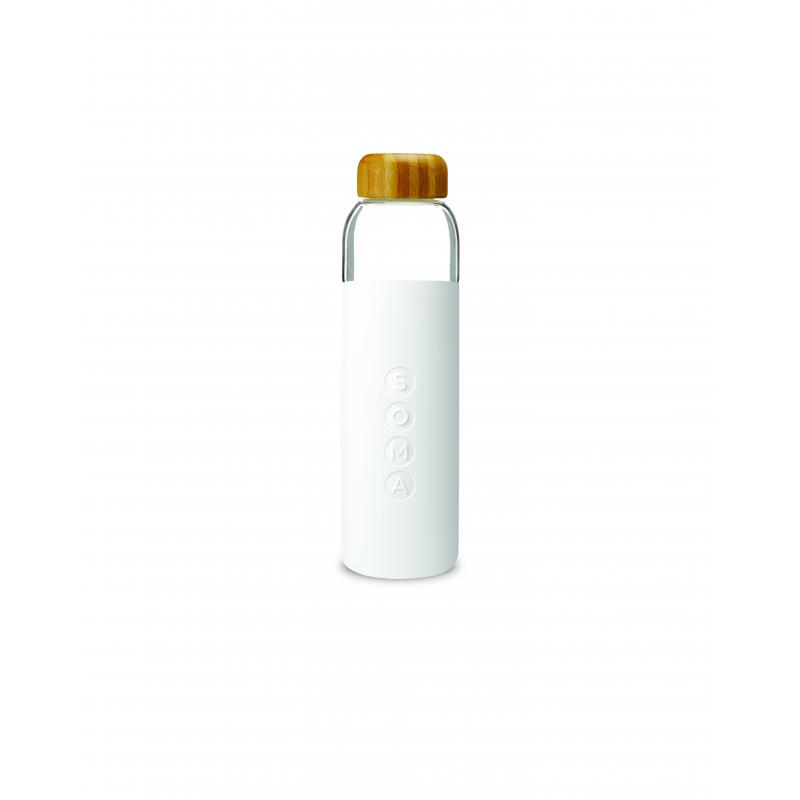 Image of Promotional Soma Glass Bottle With Bamboo Lid White