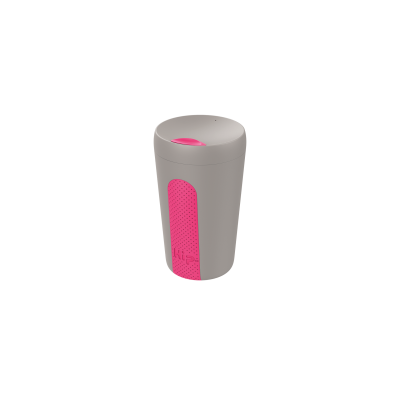 Image of Promotional Hip Reusable Coffee Mug With Lockable Lid Stone & Neon Pink