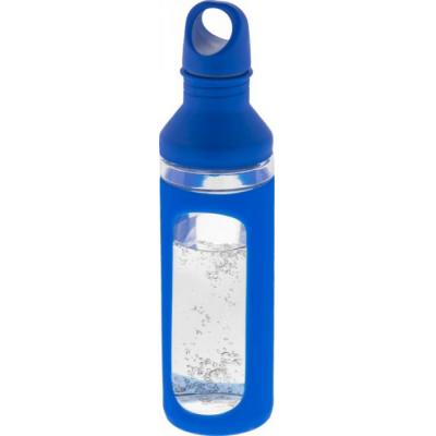 Image of Promotional Glass Sports Bottle With Protective Sleeve Blue