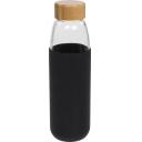 Image of Promotional Kai Glass Bottle With Bamboo Lid And Protective Sleeve Black