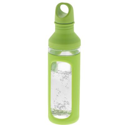 Image of Branded Glass Sports Bottle With Protective Sleeve Green