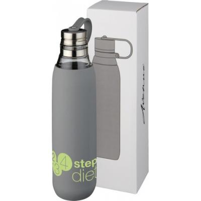 Image of Promotional Oasis Glass Sports With Soft Grip Sleeve Grey 650ml