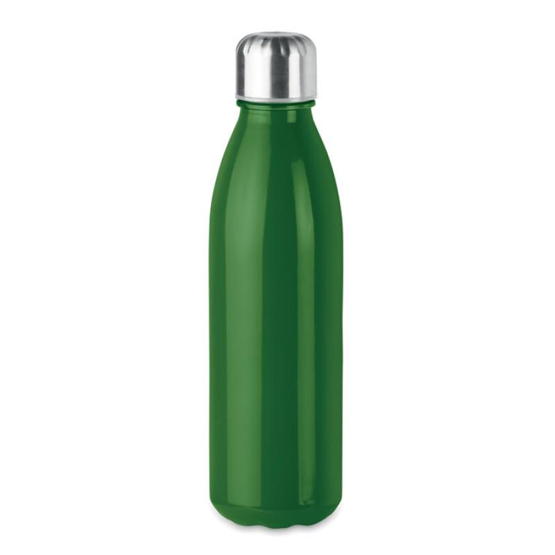 Image of Printed Retro Style Glass Water Bottle Green 650 ml
