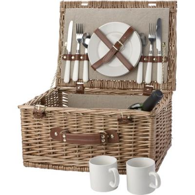Image of Promotional Traditional Picnic Set With Wicker Basket. 