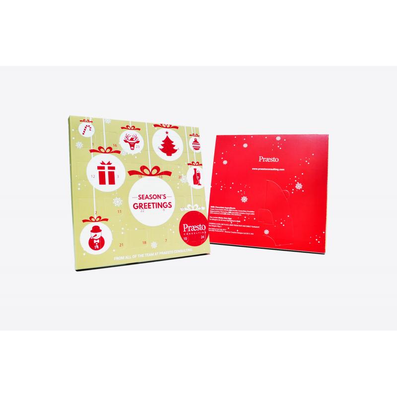 Image of Promotional Christmas Advent Calendars - desktop size chocolate advent calendar all over printed
