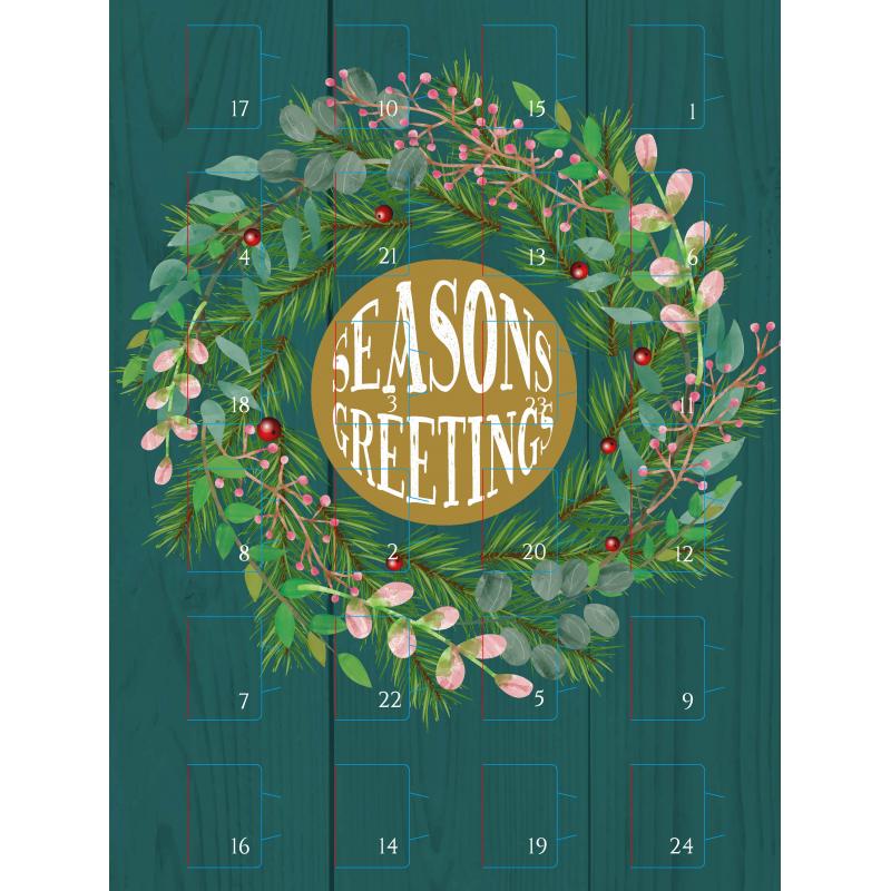 Image of Branded Traditional Pre Designed Chocolate Advent Calendar - Christmas Wreath