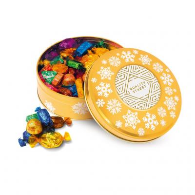 Image of Promotional Large Gold Christmas Tin Filled With Quality Street Chocolates