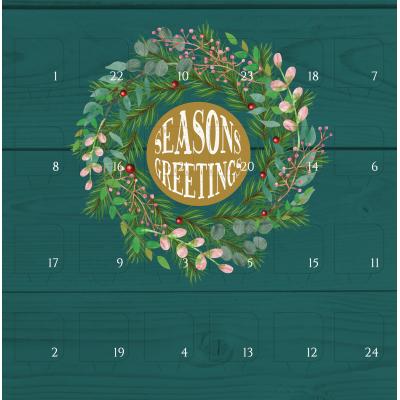 Image of Printed Desk Top Chocolate Advent Calendar Stock Design - Christmas Wreath