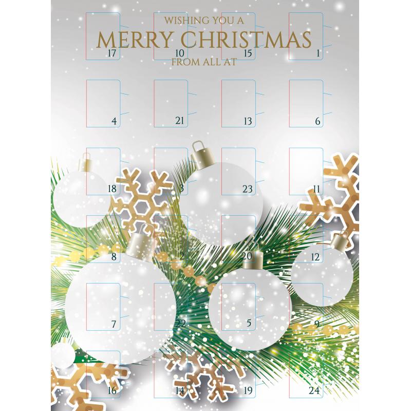 Image of Branded Desk Top Chocolate Advent Calendar Pre Designed - Christmas Bauble