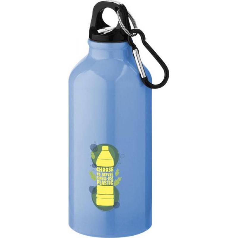 Image of Promotional Oregon Aluminium Sports Bottle With Carabiner Clip 400ml