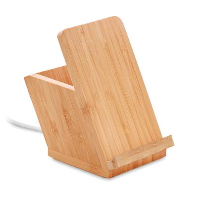 Image of Promotional Bamboo Wireless Charger With Pen Holder