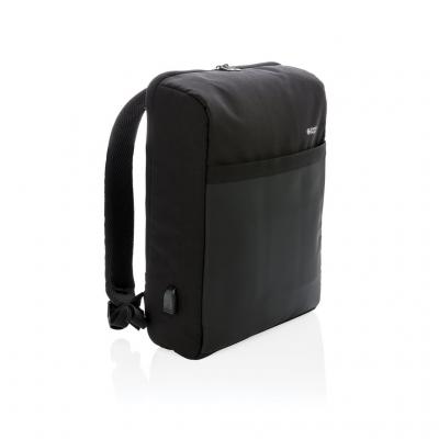 Image of Branded Swiss Peak 15" Anti-Theft RFID & USB Backpack PVC Free, Black. Printed With Your Logo