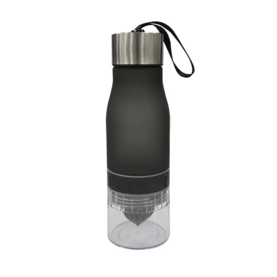 Image of Promotional Monaco Infuser Bottle 650ml. Plastic Reusable Bottle With Build In Juicer. Quick Turnaround Black