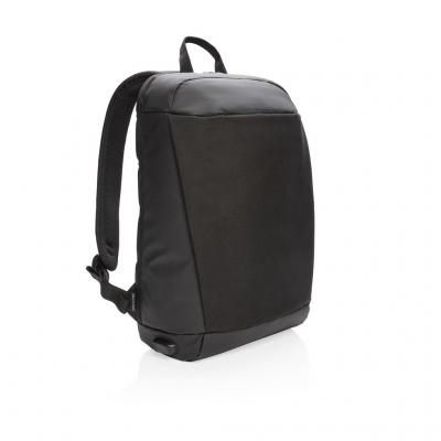 Image of Promotional Black Madrid Anti-Theft RFID USB Laptop Backpack PVC Free. Printed With Your Logo