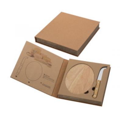 Image of Promotional Wooden Cheese Board And Knife Set Presented In A Cardboard Gift Box