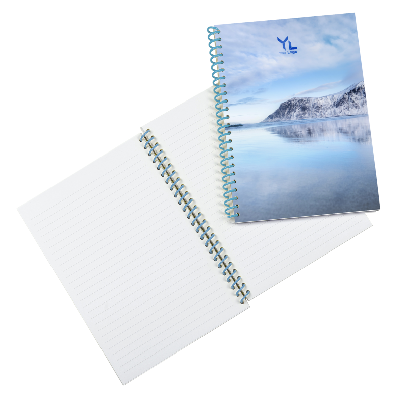 Image of Full Colour Printed Eco Notebook With Your Bespoke Design A4 & A4 Pale Blue Spiral