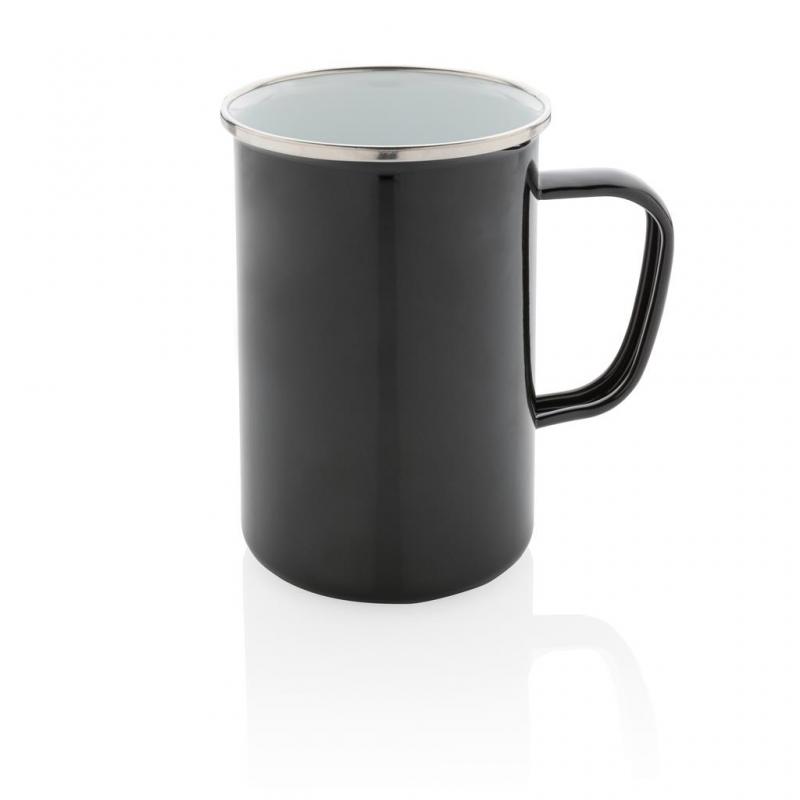 Image of Promotional Enamel Mug Large Retro Camping Mug Black