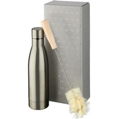 Image of Promotional Vasa Reusable Insulated Bottle With Cleaning Brush Titanium