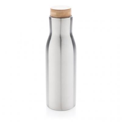 Image of Promotional Thermos Bottle Stainless Steel With Bamboo Lid Silver