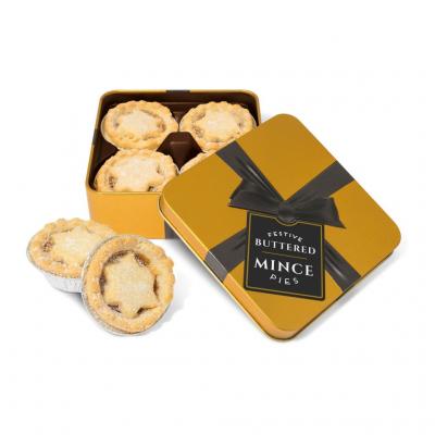 Image of Promotional Mince Pies In A Gold Christmas Gift Tin