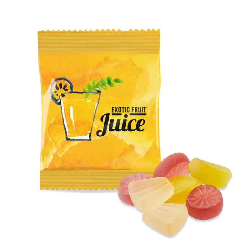 Image of Promotional Vegan Exotic Fruit Gum Sweets In A Branded Eco Flow Bag