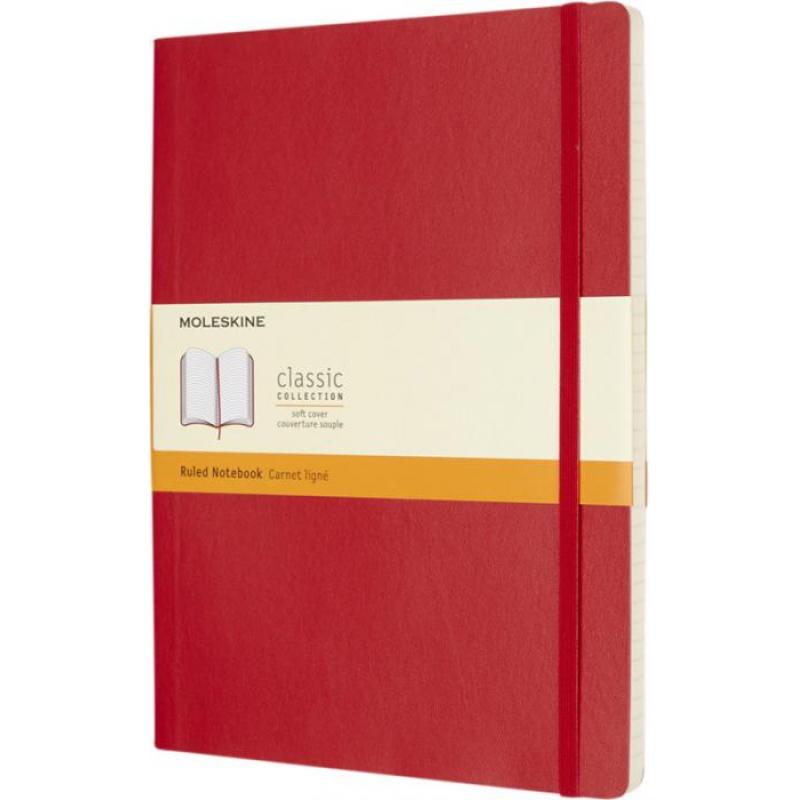 Image of Branded Moleskine Classic Notebook XL Soft Cover Ruled Paper Scarlet Red