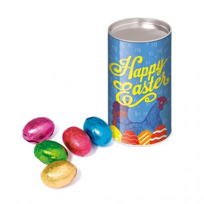 Image of Promotional Easter Eggs Chocolate Foil Wrapped Presented In A Full Colour Printed Snack Tube