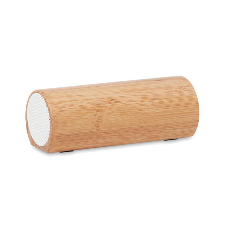 Image of Promotional Bamboo Wireless Speaker Cylinder Shaped