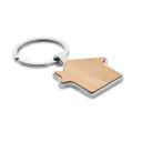 Image of Branded Bamboo Keyring House Shaped