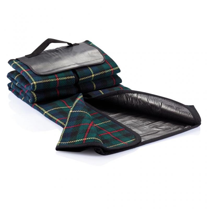 Image of Embroidered Tartan Picnic Blanket Waterproof